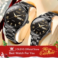 OLEVS Jam Tangan Pasangan Original Waterproof Stainless Steel Luminous Quartz Couple Watch Set 5563