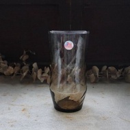 早期Libbey冷水杯-水波. 煙灰色 (餐具/老件/舊物/玻璃/幾何)