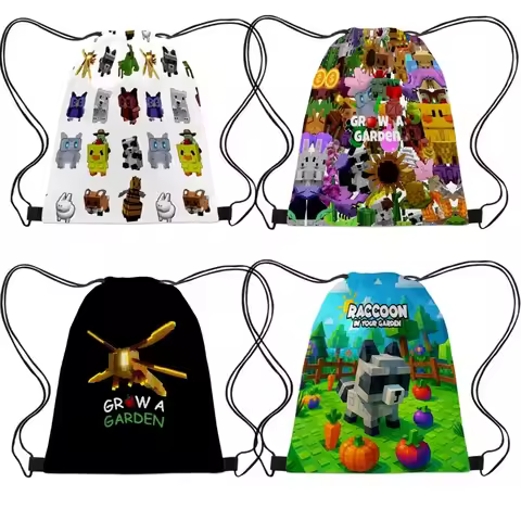 3D New Roblox Grow A Garden Cartoon Backpack Portable Drawstring Bag Drawstring Pocket Miscellaneous