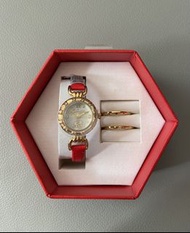 迪士尼 米妮 真皮 紅色 女士 手錶套裝 Disney Minnie Mouse Genuine Leather Watch Set