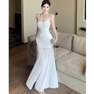 2-strap fishtail mesh dress, simple and luxurious fashion for going out, going to the beach, going t