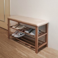 【ikloo】輕奢絨布玄關穿鞋椅 (雙層鞋架 鞋櫃 收納架 置物) v