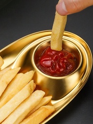 7.8/10.8 Inch (Approx. 20/27.5cm) Stainless Steel 304 Divided Snack Plate Set, Sushi Plate With Sauc