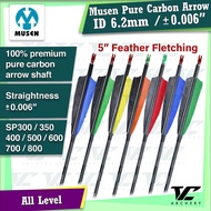 V Club Archery Musen Pure Carbon 5" Turkey Feather Arrow - ID6.2mm Straightness 0.006 - SP300-SP800