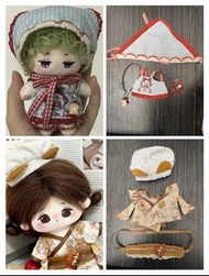 棉花娃娃 10cm 娃衣，小熊和服套裝➕蘋果裙子套裝