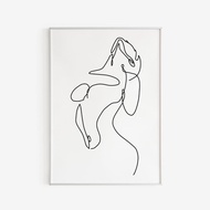 Tranh treo tường | Tranh Abstract Minimalist Female Nude Line Art One Line Female Figure