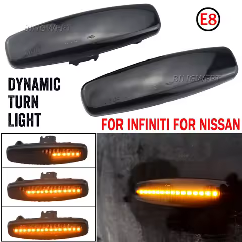 2x Dynamic LED Car Side Marker Lights Repeater Signal Lights For Infiniti EX35 EX37 FX30d FX35 FX37 