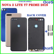 Nova 2 Lite Back Battery Cover Housing For Huawei Y7 Prime 2018 Battery Back Cover Rear Door Case Camera lens Button with LOGO