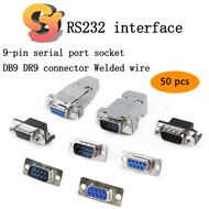 50pcs 9-Pin Serial Port Male/Female RS232 Socket DB9 Connector Connector Welding Wire Type DP9 Plug-