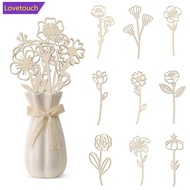 LOVETOUCH 10Pcs Wildflowers Wooden Cutouts Unfinished Wood Floral Flower Stems Colorable Paint DIY A