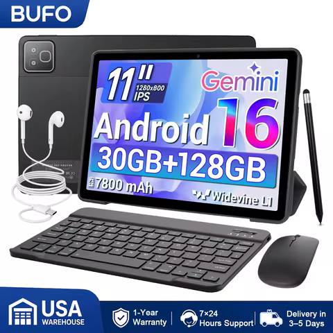 BUFO K6L 10.95 Inch Android 16 Tablet Bundle 30GB(3+27) RAM 128GB ROM A333 5-Core Processor 1280*800