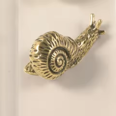 Vintage Gold Color Snail Brass Handle Luxury Retro Cabinet Door Knobs Push-pull Single Hole Wardrobe