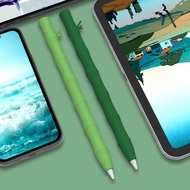 เคสสำหรับดินสอ Apple Pencil 2 1 Pencil Pro เจเนอเรชั่นดินสอโปรซิลิโคนกระเป๋าถือ iPad ปากกา1st 2nd Pro Stylus น่ารักไม้ไผ่เคสป้องกันลื่นสำหรับ Apple ปากกาสไตลัสแบบสัมผัสดินสอ