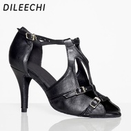 【Trending Now】 Dileechi Brand Black Genuine Latin Dance Shoes Women's Ballroom Dancing Shoes Soft Outsole Square Dance Shoes