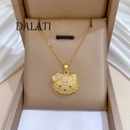 DALATI Bowknot Cat Diamond Full Diamond Titanium Steel Necklace