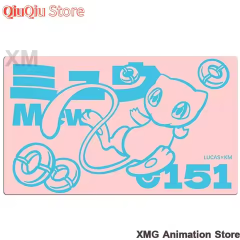 600*350*2MM DIY Pokemon 151 Mew Card Pad TCG Battle Single Player Play Mat Pink PTCG Mouse Pad