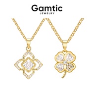 Gamtic Fashion Flower Clover Necklace Kwintas For Women Girlsbling Zirconia Gold Necklace Kwintas fo