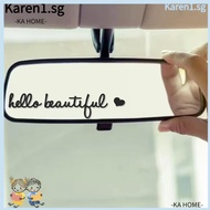 KA 5pcs Car Decals Decorations, 3.9x0.7inch Vinyl Hello Beautiful Rearview Mirror Decal, Easy to Use Multicolor Car Mirror Sticker for Window Mirror