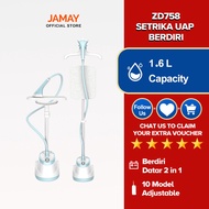 JAMAY MY Plug ZD758 Upgraded Version Garment Steamer Portable Stand Type Steamer Iron Garment Steamer 1800W With Iron Board 10-Hole Nozzles 10 Iron Modes 1.6L Watertank Home Ironing Steam Engine Small Electric Iron Seterika Baju Pakaian