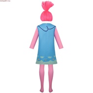 YB1 Trolls Poppy Branch Cosplay Costume Wig Dress Kids Adult Cartoon Fairy Uniform Halloween Party C
