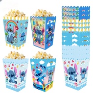 12 hộp bỏng ngô chủ đề Stitch Hộp đựng dùng một lần Hộp đựng gà Rice Krispies Hộp đựng đồ ăn nhẹ Hộp