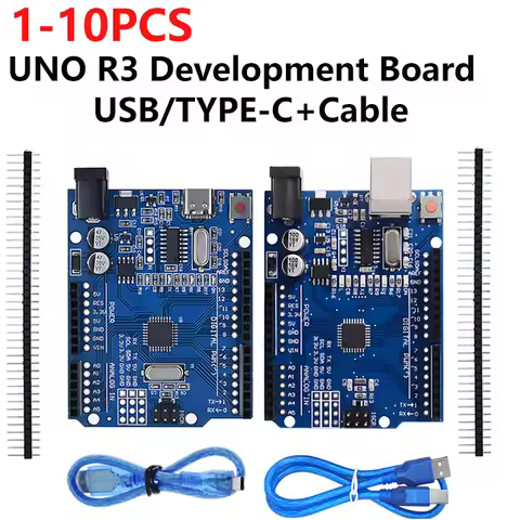 1-10PCS UNO R3 (CH340G) MEGA328P Chip for Arduino UNO R3 + USB/TYPE-C CABLE ATMEGA328P-AU Developmen