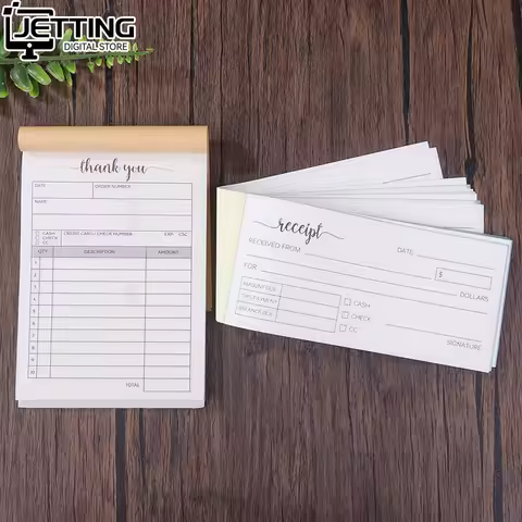 1 Receipt Book Carbonless Paper Thank You Receipt Book - Sales Order Small Business Invoice Book - (