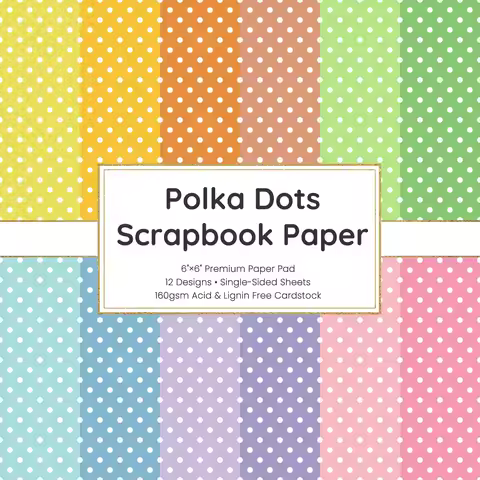 12/24/36 Sheet 6" Cute Polka Dot Pattern Scrapbook Paper Handmade Cardstock Background Card Making P