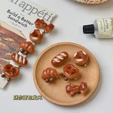 Simulated food, alkaline water, bread, mini hair clip, female hair clip, duckbill clip, hair clip he