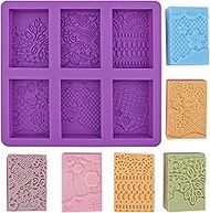 Silicone Soap Mold 6 Cavities Rectangle Flower Soap Molds for Homemade Craft Lotion, Cake, Ice Cube(