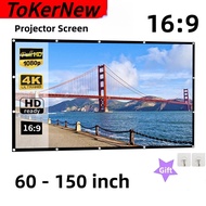 ToKerNew 16:9 Ratio Hight-density Portable Projection Screen 1080P 3d 4K HD Projector Movie 60 72 84