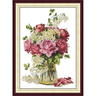 Joy Sunday Stamped Cross Stitch Ktis DMC Threads Chinese Cross Stitch Set DIY Needlework Embroidery Kit-Rose Vase