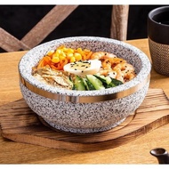 24K Rice Bibimbap Bowl Granite Stone Bowl with Wood Base KP408