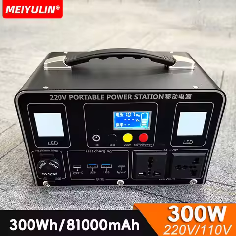 300W 81000mAh Portable Power Station 220V 300Wh PD 60W DC Powerbank Solar Generator Outdoor Emergenc