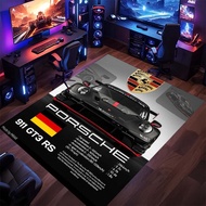 Supercar Racing Track Printed Gaming Rug Porsche 911 GT3 Model Design Anti-Slip Flannel Mat for Boys