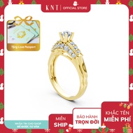 [CHAT ORDER SIZE] Golden Jade Water Proposal Ring Style R284 3 CZ Stone Lines