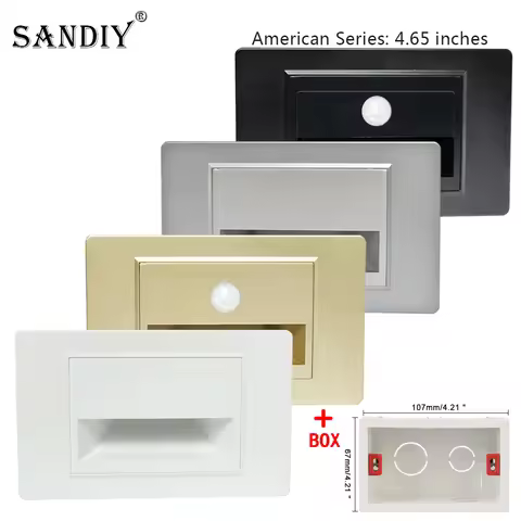 SANDIY American LED Step Light Wall Lamp Pir Sensor Motion Night Lighting for Stair Aisle Closets Re