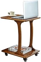 Side Table Desk End Bedside Multifunction Ash Wood Mobile Laptop Stand Bookshelf With Handle Household Table FENPING (Color : Light brown, Size : 46 * 36 * 58cm)