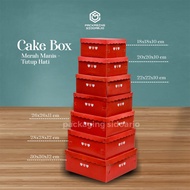 MERAH Sweet Red Box with Heart Lid Size 30X30X12/Cake Box Size 30X30X12 Mika/Cake Box Size. 30X30X12