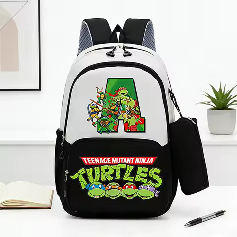 Teenage Mutant Ninja Turtles School Bag Large Capacity Waterproof Bookbag with Pencil Case Anime A-Z