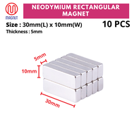 10pcs (30mm x 10mm x 5mm ) Rare Earth Neodymium Rectangular Magnet
