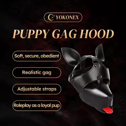YoKoNex Fetish Role Play Puppy Mask with Zipper Hood Men and Women Halloween Party Mysterious Mask C