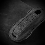 Leather Car Key Case Cover Shell for Porsche 718 Cayenne Panamera 911 Macan Taycan Cayman Boxster Su