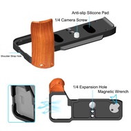 Wooden Handgrip Quick Release Plate Camera L-Bracket for SONY A7C2 A7CR