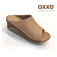 OXXO รองเท้าแตะเพื่อสุขภาพ รองเท้าแฟชั่น หน้าสวม ส้นเตารีด สูง2นิ้ว ทำด้วยหนังพียู นิ่มใส่สบาย น้ำหนักเบา SK089
