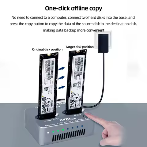 Dual-Bay NVME Docking Station USB3.2 Type C External Hard Disk Box Gen2X 20Gbps M.2 SSD Enclosure M/