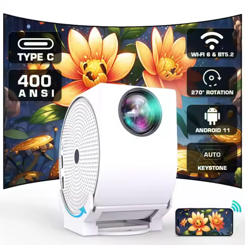 B53CC TYPE C 4K 400ANSI Mini Projector with WIFI and Bluetooth,BT5.2 4K Movie Video Projector with 2