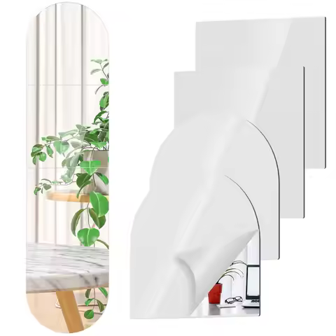 4 Pcs Full Length Acrylic Mirror Set for Wall Self Adhesive Acrylic Mirror DIY Flexible Mirror Stick