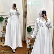 Gamis Bordir Terbaru 2023 Gamis Bordir Bunga Timbul Bahan Crinkle Airflow Premium