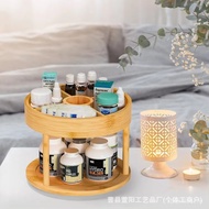 Compartment Organizing Rack Kitchen Storage Rack Rotatable Storage Rack Dressing Table Bamboo Wood S